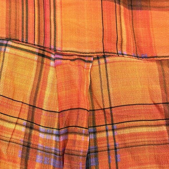 Charlie Holiday Maple Shirt Camden plaid orange blouse size 2 NWT - Picture 12 of 16